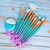 Premium 11pcs Mermaid Makeup Brushes Kit – Professional Cosmetic Brush Set for Flawless Face, Eyes & Lips