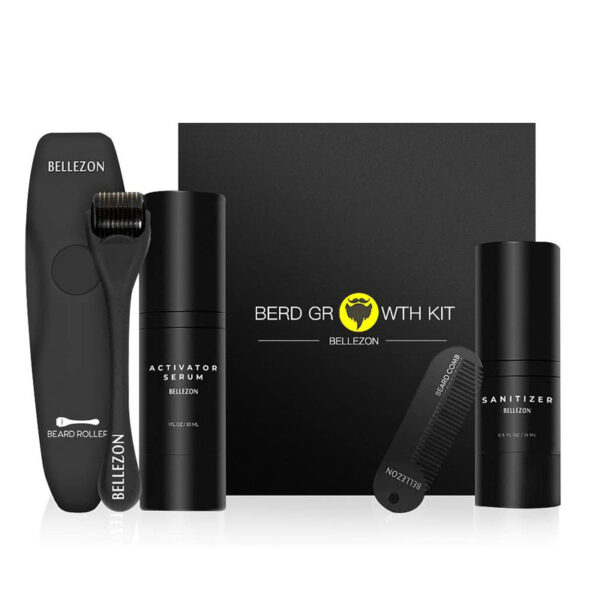 Advanced Beard Growth Kit – Microneedle Roller, Growth Serum & Grooming Set
