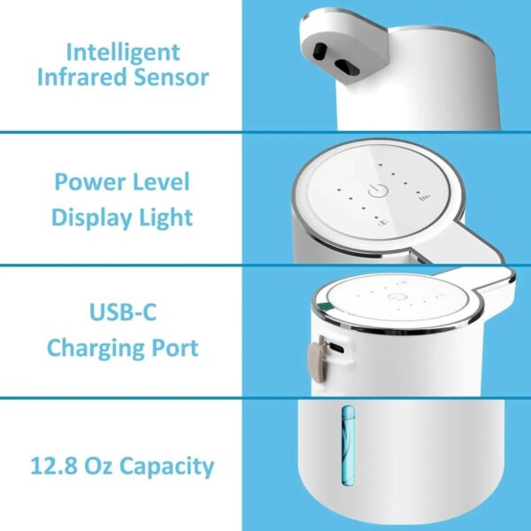 Automatic Touchless Foaming Soap Dispenser 380ml – USB Rechargeable Sensor Pump