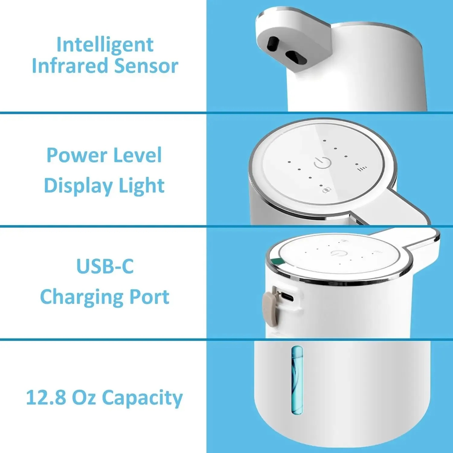 Automatic Touchless Foaming Soap Dispenser 380ml – USB Rechargeable Sensor Pump - Image 2