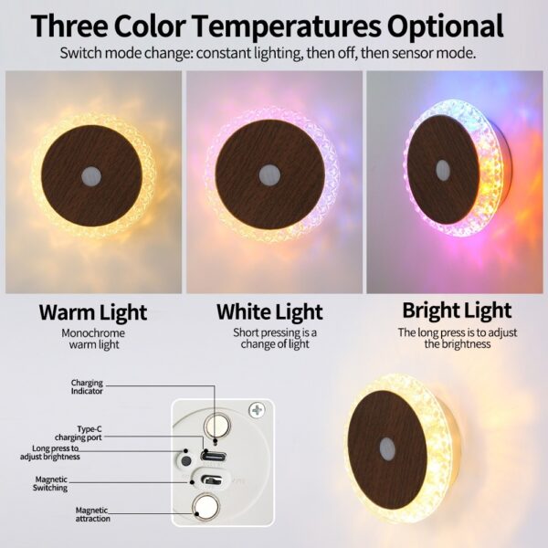 Smart Motion Sensor Wall Light Rechargeable – 7W Powerful LED Night Light for Home Safety