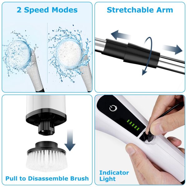 Smart Electric Spin Scrubber Cordless – Powerful Deep Cleaning Brush with 8 Attachments