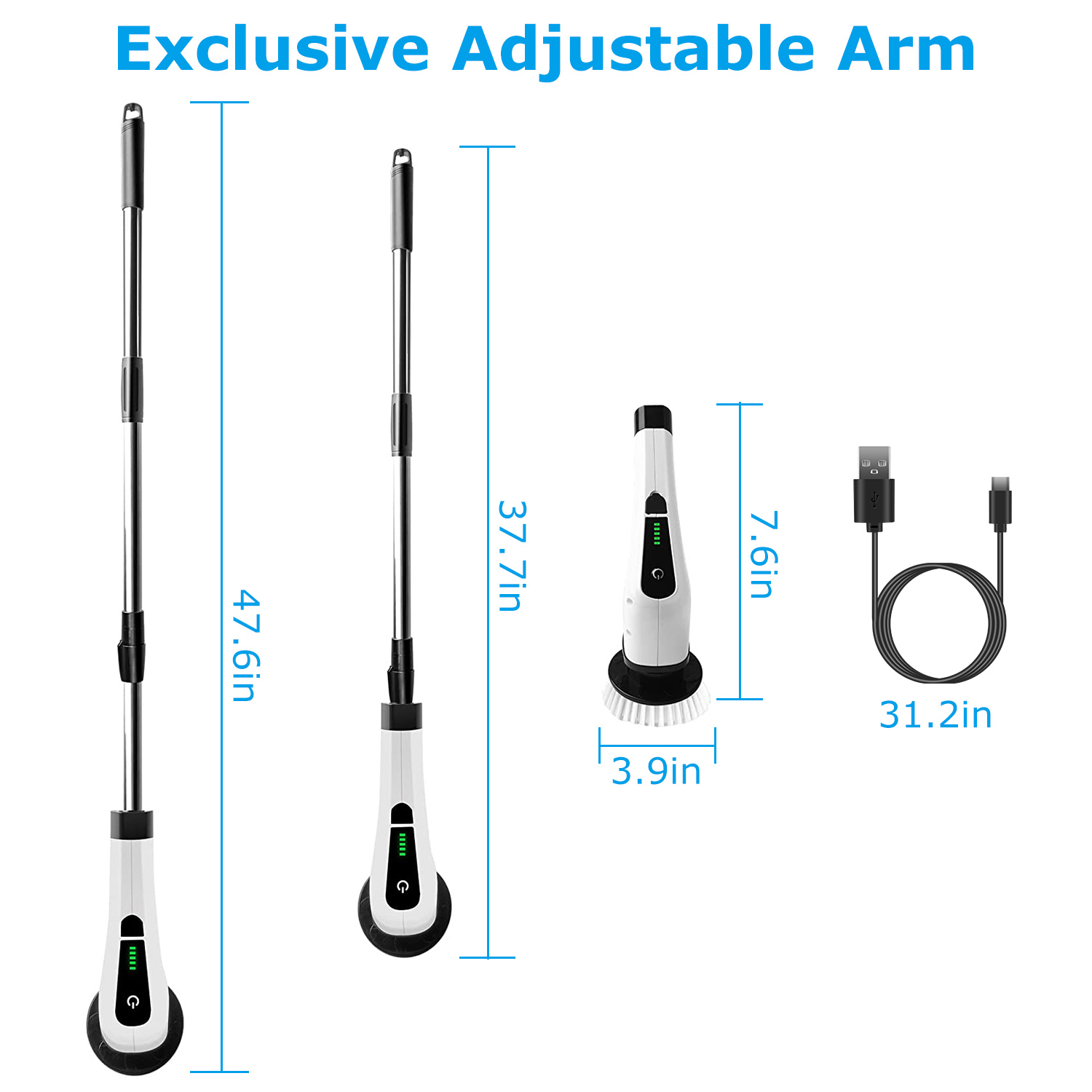 Smart Electric Spin Scrubber Cordless – Powerful Deep Cleaning Brush with 8 Attachments - Image 7