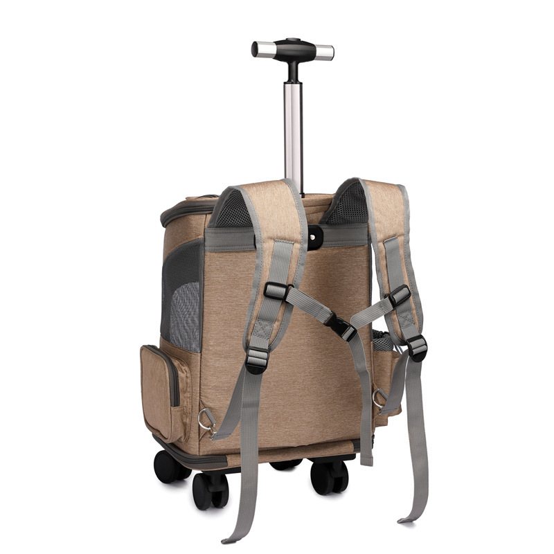 Portable Folding Trolley Pet Backpack Traveling Cat Backpack With Universal Wheel Trolley Pet Bag - Image 8