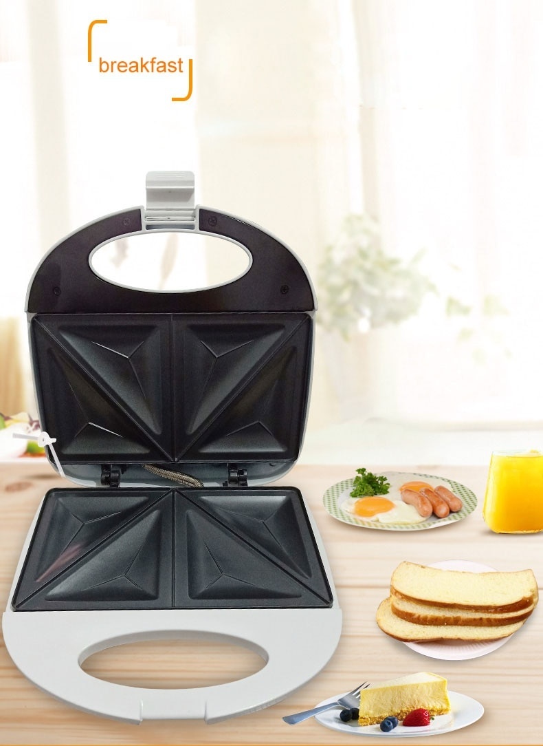 220V white color Double-sided breakfast sandwich machine panini toaster household omelette Fried steak sanwich maker - Image 3