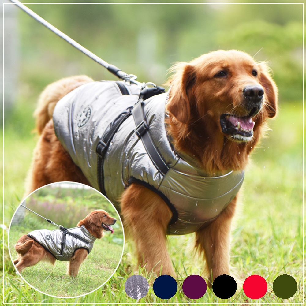 Waterproof Dog Clothes Winter Dog Coat With Harness Warm Pet Clothing Big Dog Jacket Chihuahua Labrador Coat Costume - Image 3