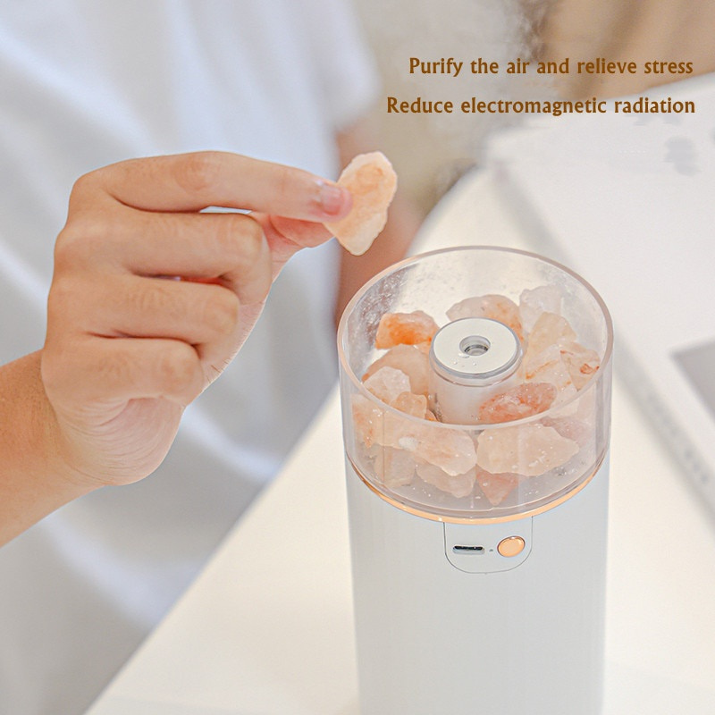 Air Humidifier Crystal Salt Stone Desktop Aromatherapy Essential Oil Ultrasonic Diffuser With LED Lamp Bedroom Home Humidifier - Image 3