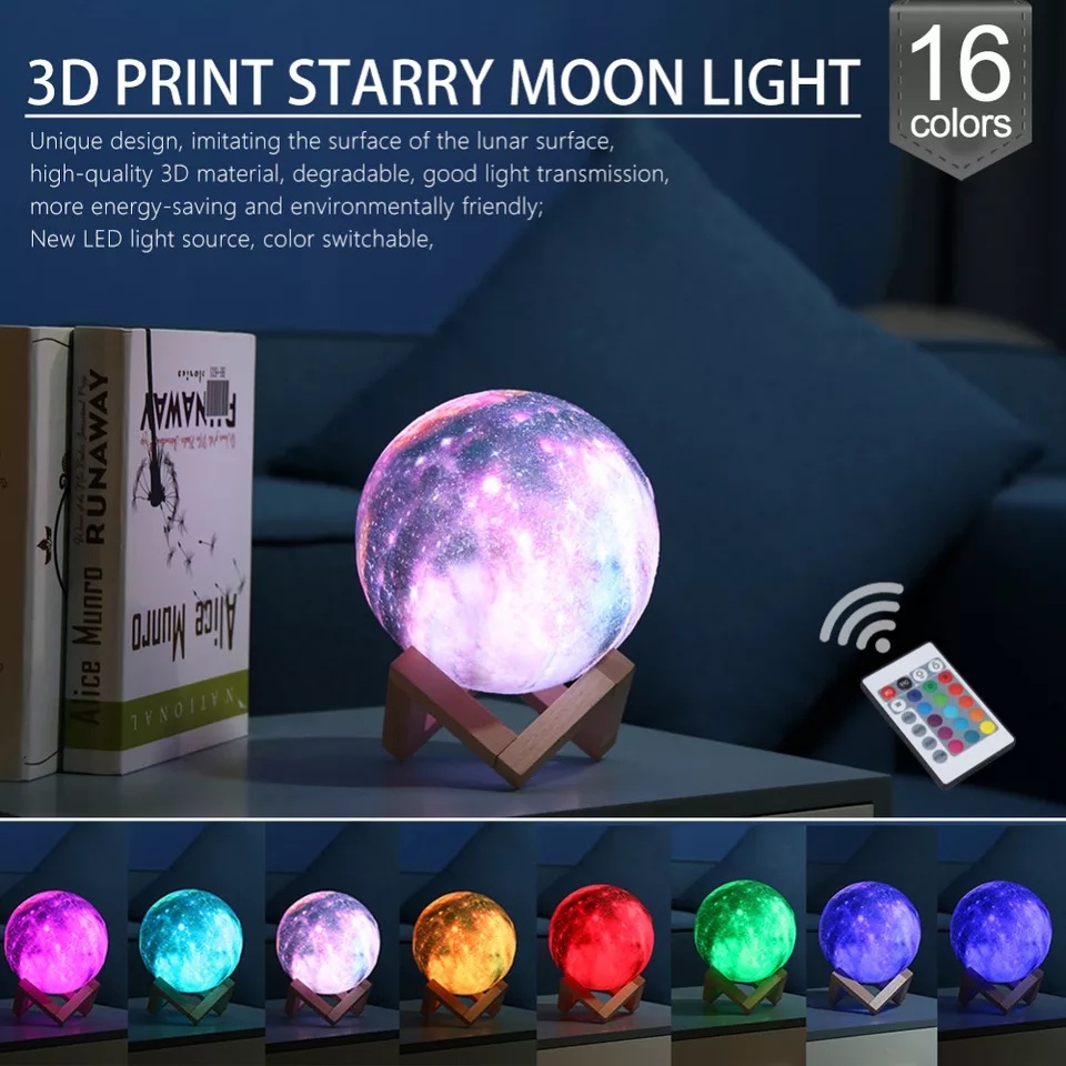 LED USB Star Galaxy Moon Lamp Stand Remote 3D Bedroom Night Light USB LED Earth Planet Lamp - Image 5