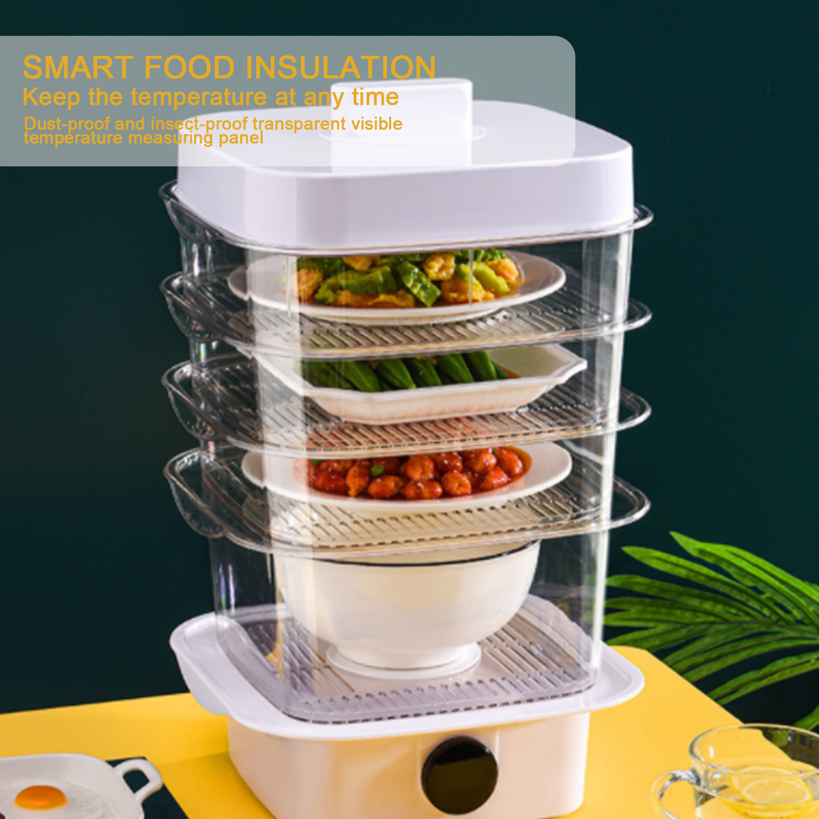 Multi-layer Dish Cover Heat Preservation Kitchen Cover Dining Table Leftover Storage Box Transparent Stack Cooking Hood Steamer - Image 3